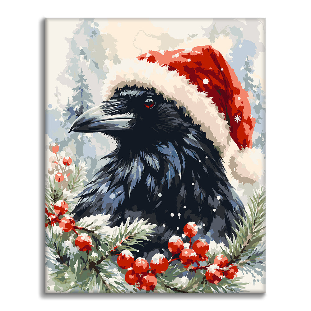 Havran v čepici Santa – Malování podle čísel
