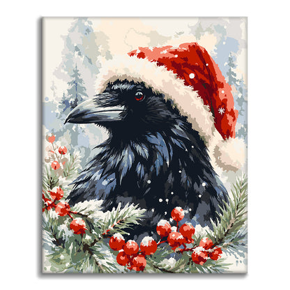 Havran v čepici Santa – Malování podle čísel