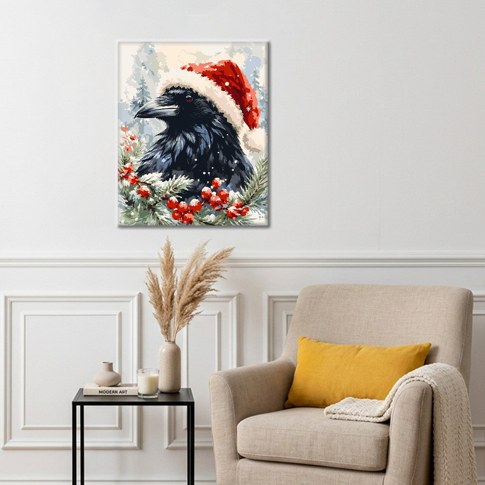 Havran v čepici Santa – Malování podle čísel
