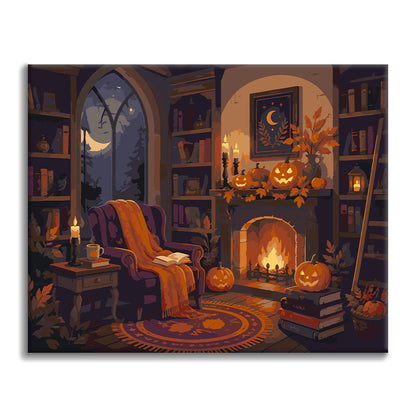 Útulná halloweenská knihovna – Malování podle čísel