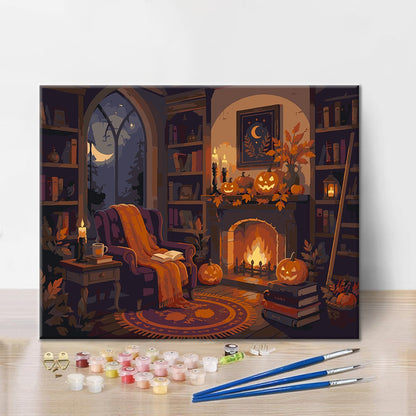Útulná halloweenská knihovna – Malování podle čísel
