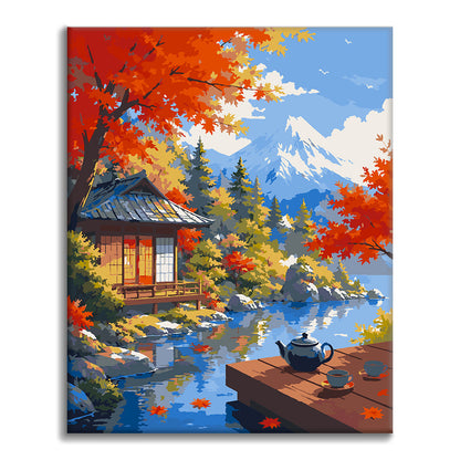 Japonský pavilon u Mount Fuji – Malování podle čísel