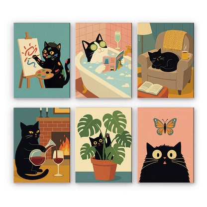 Poklidná černá kočka - Malování podle čísel