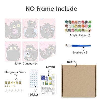 Růžové černé kočky - Malování podle čísel