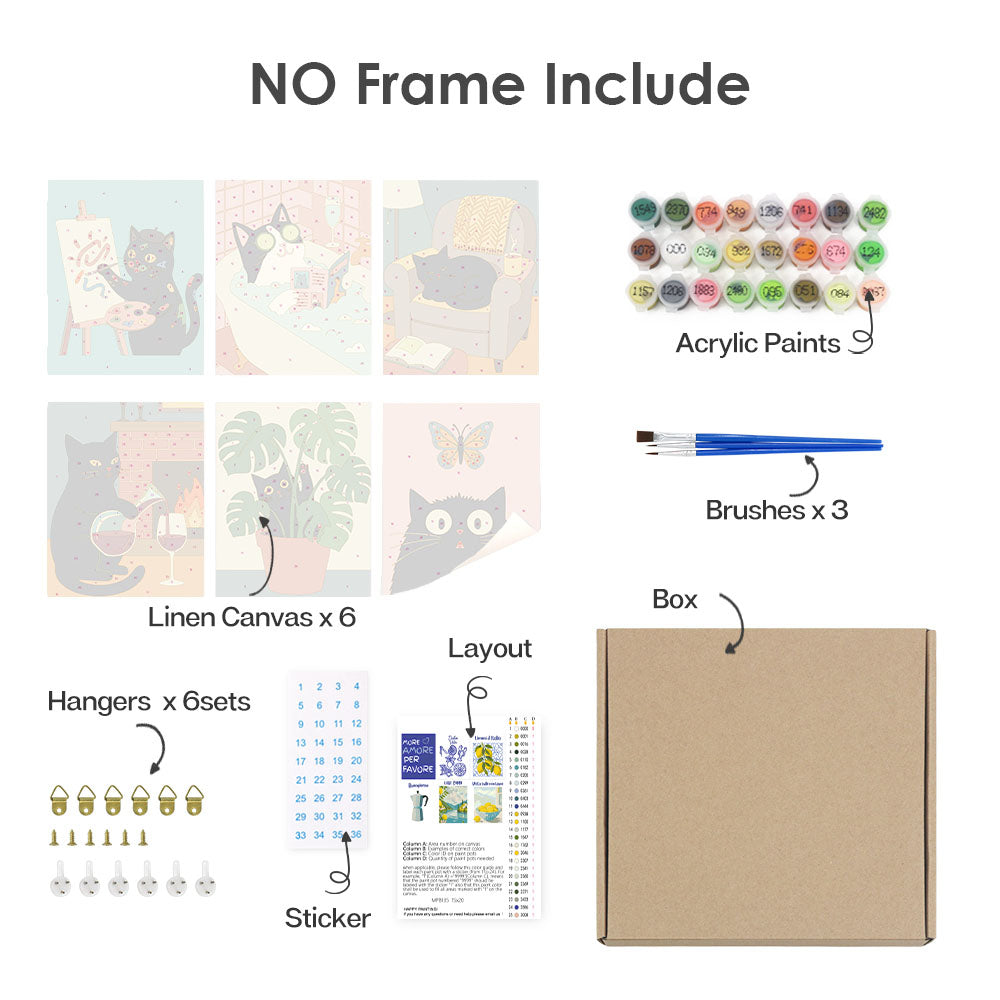 Poklidná černá kočka - Malování podle čísel