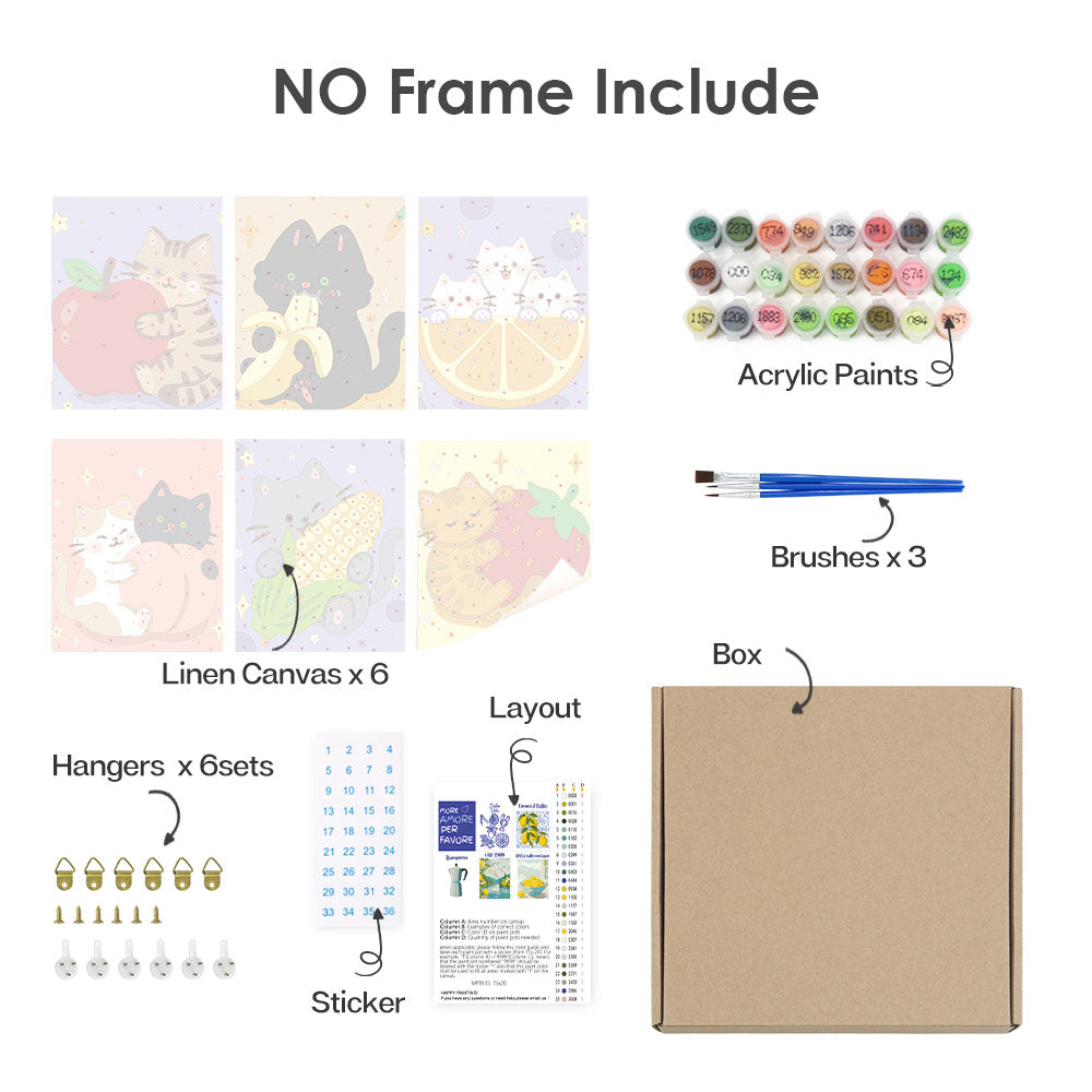 Koťata a ovoce - Malování podle čísel