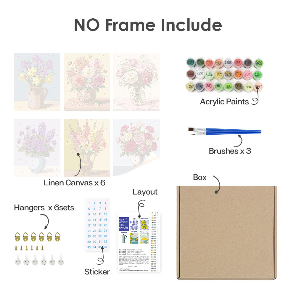 Květiny ve vázách - Malování podle čísel