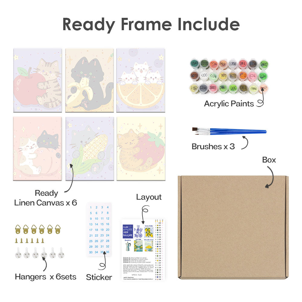 Koťata a ovoce - Malování podle čísel