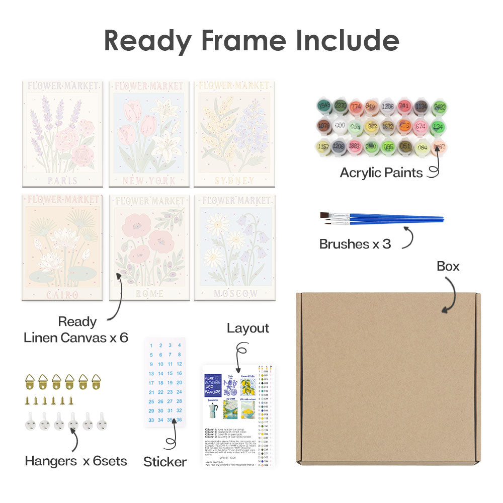 Světové květinové trhy - Malování podle čísel